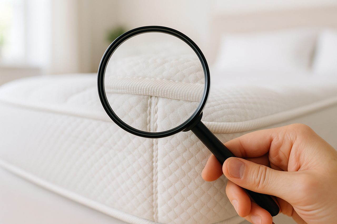 Inspection à la loupe des coutures d un matelas pour reconnaître les punaises de lit