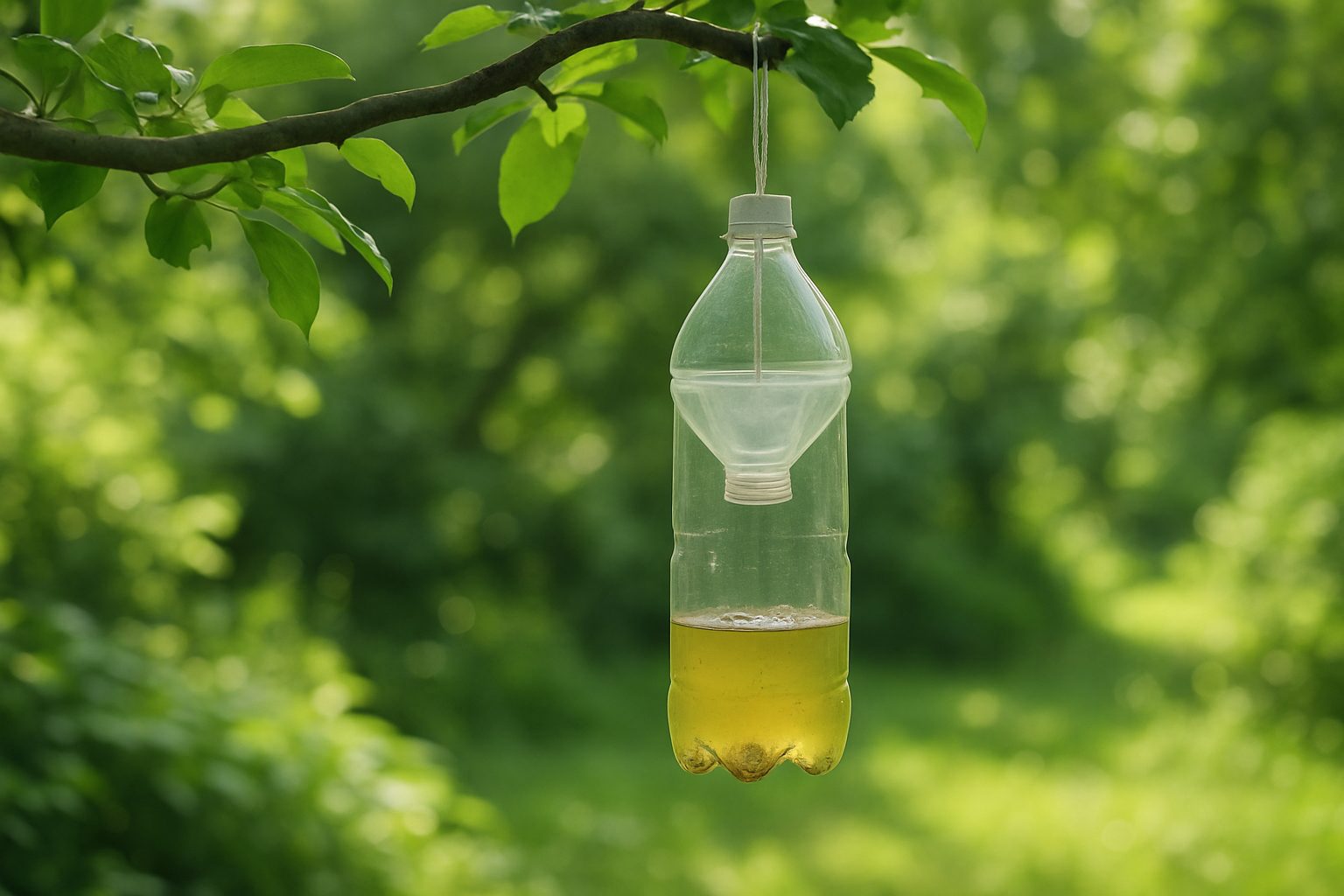 Piège à insectes suspendu à une branche dans un jardin d'été